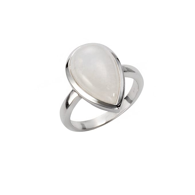 Jamelli Ring Silber 925 rhodiniert mit echtem Rainbow Mondstein 17x10,5mm
