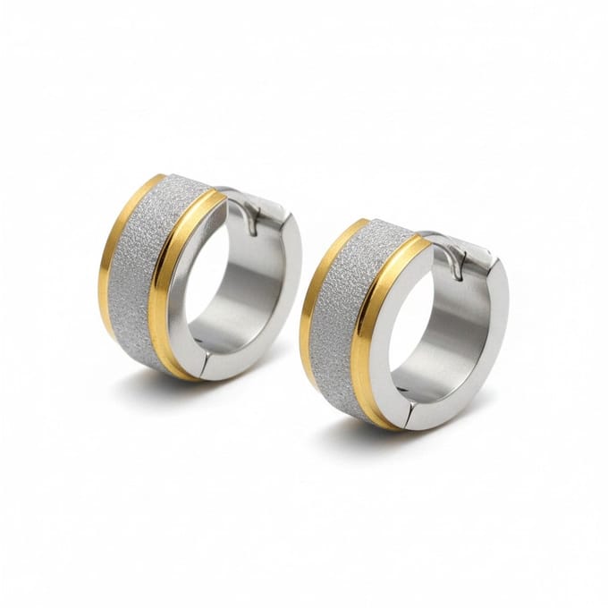 Rvs sieraden - Oorringen - Bicolor design - Uniek sandblasted effect