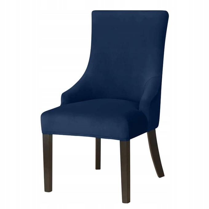 Hoes voor stoel Toscana, dik fluweel, marineblauw, elastisch