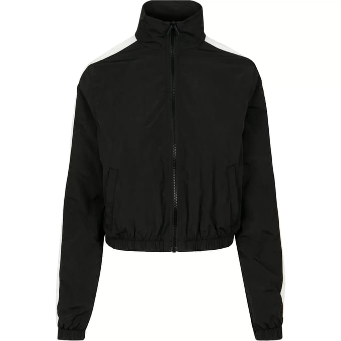 Urban Classics - Short Striped Crinkle Trainings jacket - XS - Zwart/Wit