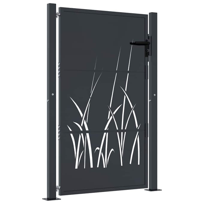Vidaxl Portail de Jardin, Anthracite, 105X155 Cm, Acier, Motif Herbe