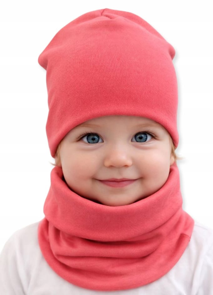 Dartomik - Babymuts En Sjaal Set - Koraal - Maat 34/38 - OEKO-TEX Gecertificeerd