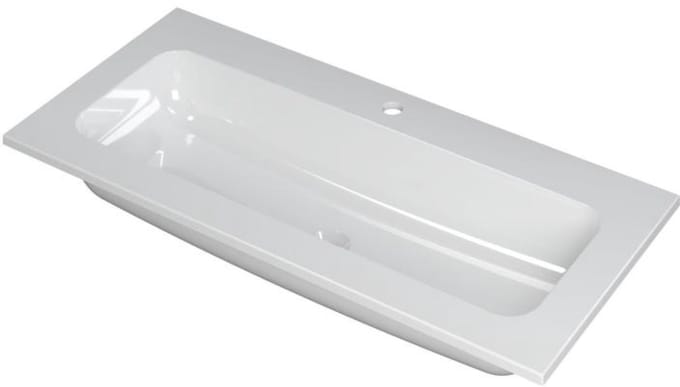 INK Faktor Wastafel Polystone Centraal met 1 Kraangat - 1000x450x15 mm - Glans Wit