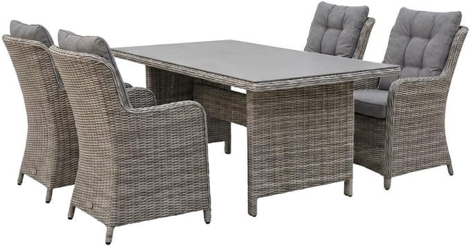 Tuinset Dublin | 4 personen | Rechthoekig 145 cm | Wicker & keramiek