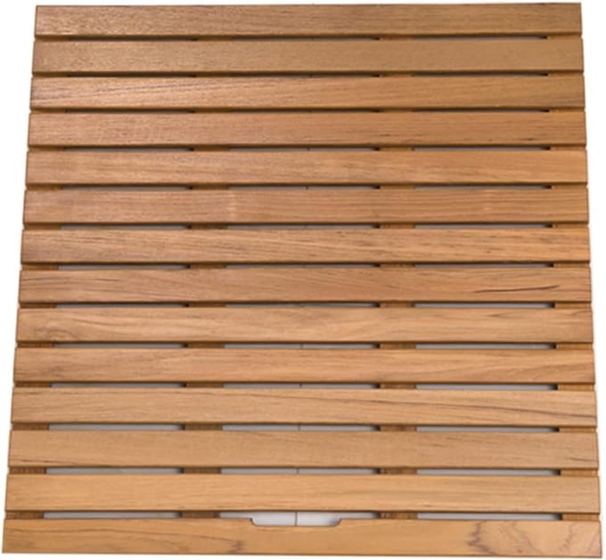 Houten Badmat - Douche Platform - Veilig Douchen - Antislip Rubberen Voetjes - 60x80cm - Natuurlijk Hout