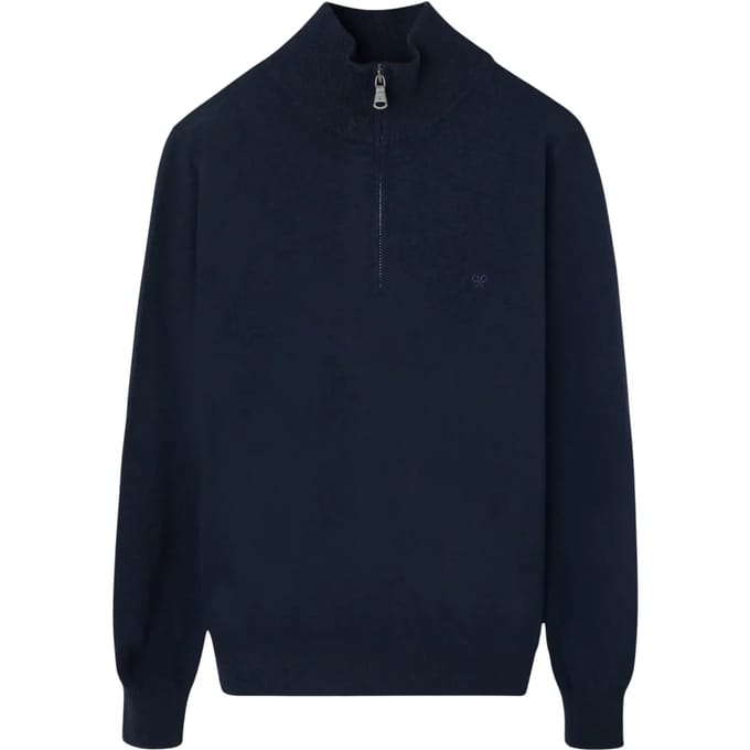 Hoge col 1/4 zip in gemêleerde wol Silbon