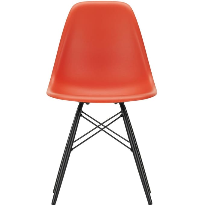 Vitra - DSW Eames Plastic Sidechair - poppy red RE - esdoorn zwart - rood