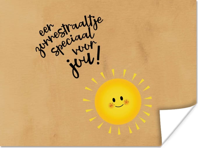 Poster Sterkte - Spreuken - Geel - Zon - 80x60 cm