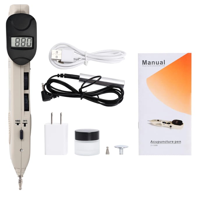 Stylo Méridien d'Acupuncture Instrument d'Acupuncture Électrique Stylo Point de Massage Instrument de Massage de Points d'Acupuncture beige