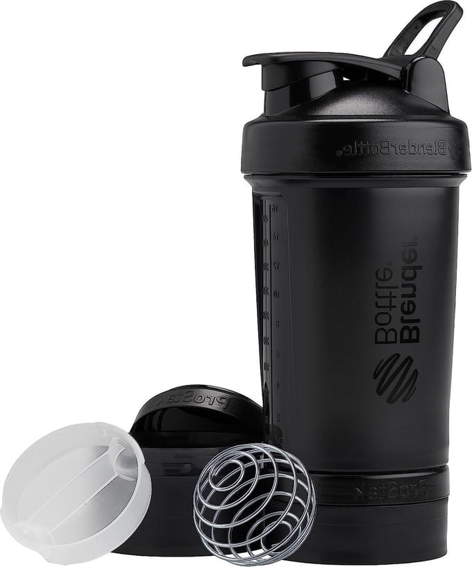 Blender Bottle Prostak V2 zwart 22 Ounce - Beste Draagbare Shaker Bottle met Compartiment