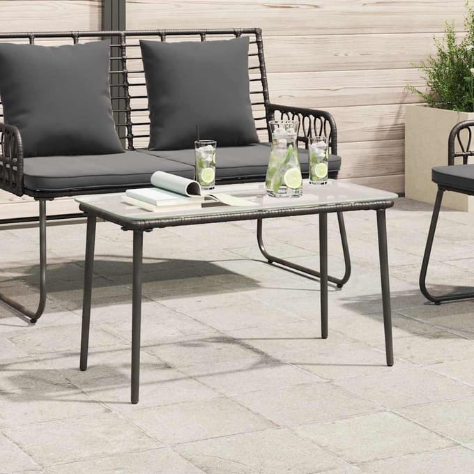 vidaXL Tuinstafel Zwart 80 x 40 x 45 cm poly rattan