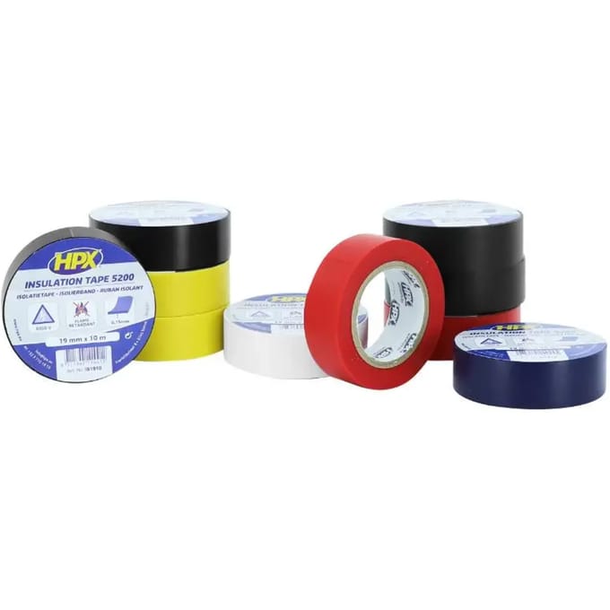 PVC isolatietape - gemengd 19mm x 10m  - set van 10