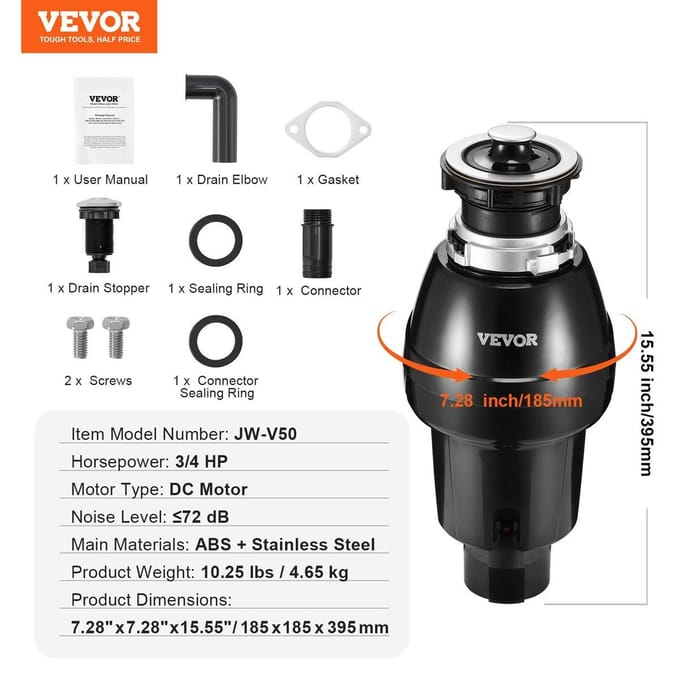 Afvalvermaler 3/4 PK Continue Voedselafvalvermaler 3930 RPM EZ Connect