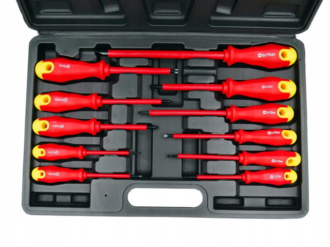 versierde Schroevendraaierset 11 Delen met Soft Grip Handvat & Case