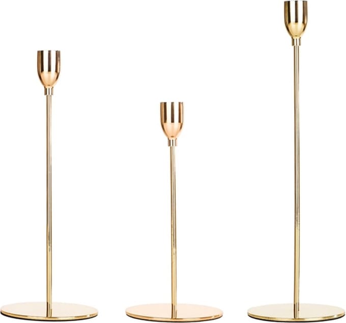 HI 3-delige Kaarsenstandaardset ø 10 cm - Goudkleurig