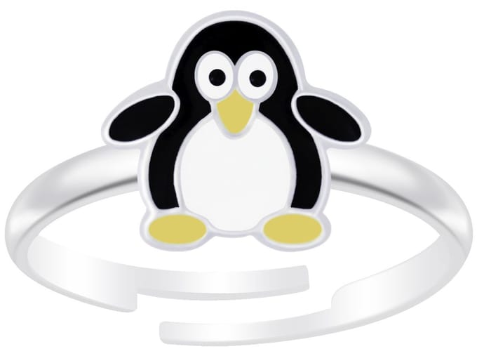 Joy|S - Zilveren pinguïn ring verstelbaar - voor kinderen
