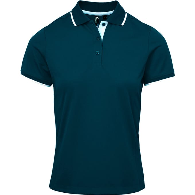 Premier Dames/Dames Coolchecker Contrast Piqué Poloshirt (Marine / Wit)
