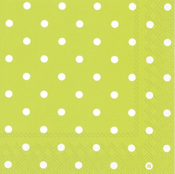 60x Polka Dot 3-laags servetten lime groen met witte stippen 33 x 33 cm