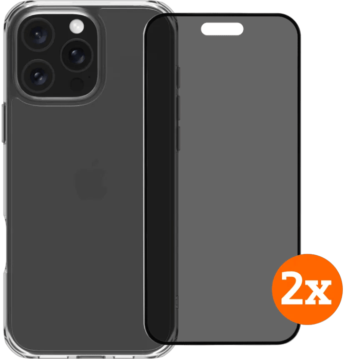 BlueBuilt Protective Back Cover iPhone 16 Pro Max + Privacy Screenprotector Duo Pack