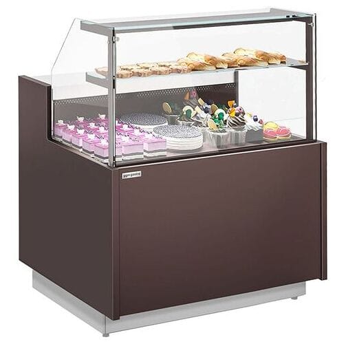 GGM Gastro Kühl- & Kuchentheke RIGA - 1050mm - 2 Ablagen Bruin / Wit