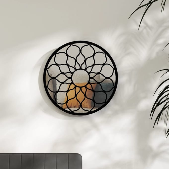 vidaXL - Spiegel - rond - 60x3 - cm - ijzer - zwart