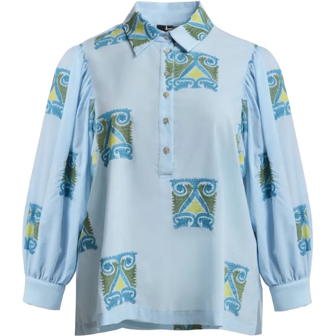 Dames langemouwen blouse met parelknopen Mat Fashion