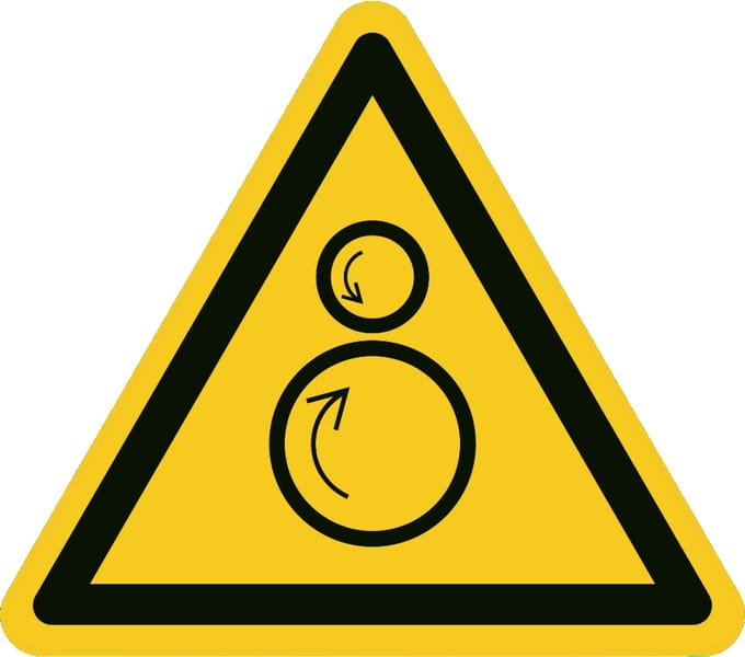Draaiende rollen sticker 200x200 mm - vinyl - ISO 7010 W025