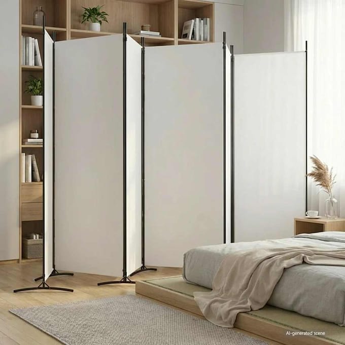 vidaXL - Kamerscherm - met - 6 - panelen - 520x180 - cm - stof - wit