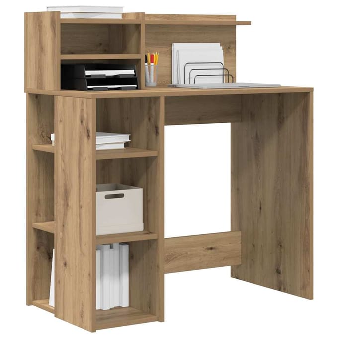 vidaXL - Bureau - Artisan - Eiken - Bewerkt - hout - 90 - x - 48 - x - 101,5 - cm