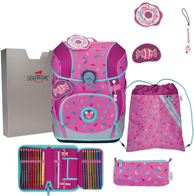 DerDieDas schooltas ErgoFlex Tiny Set 6-delig Sweet Sprinkles roze