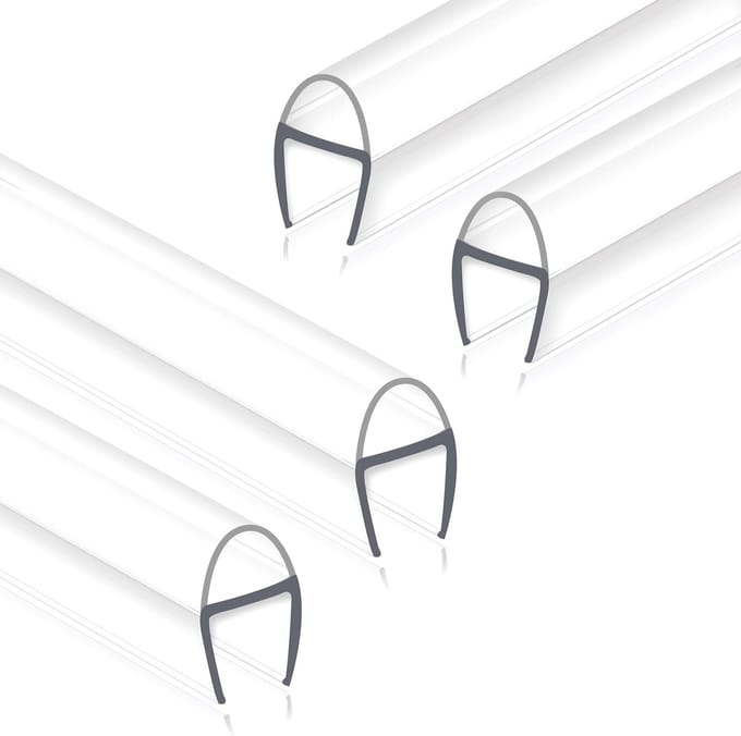 4x 95 cm U-Profiel Afdichtstrip voor Frameloze Douchedeur - Zeer Heldervoor 10mm Glas