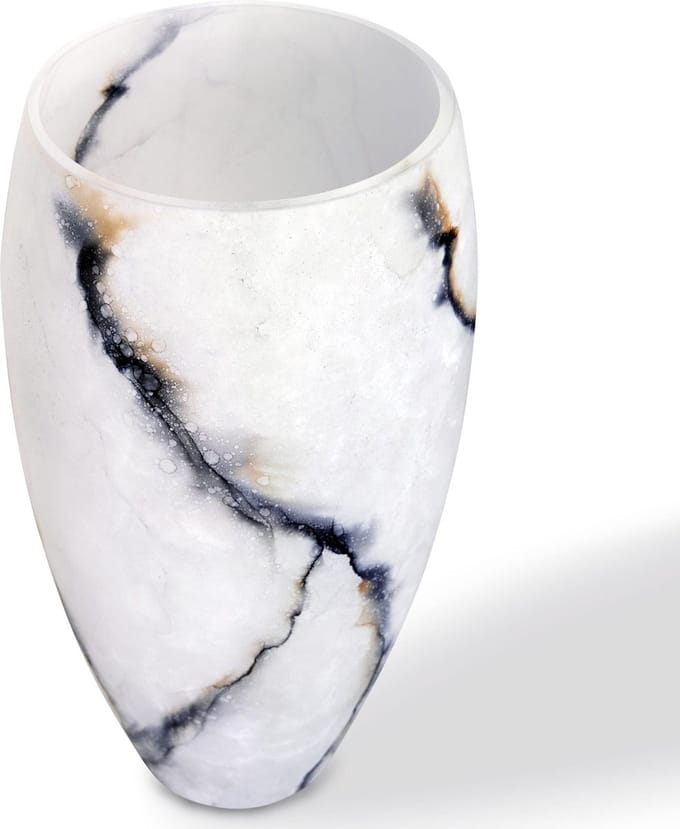 Terroso - Vaas Ice, Mat Glas Marmer, Elegante, Hoogte 38 cm