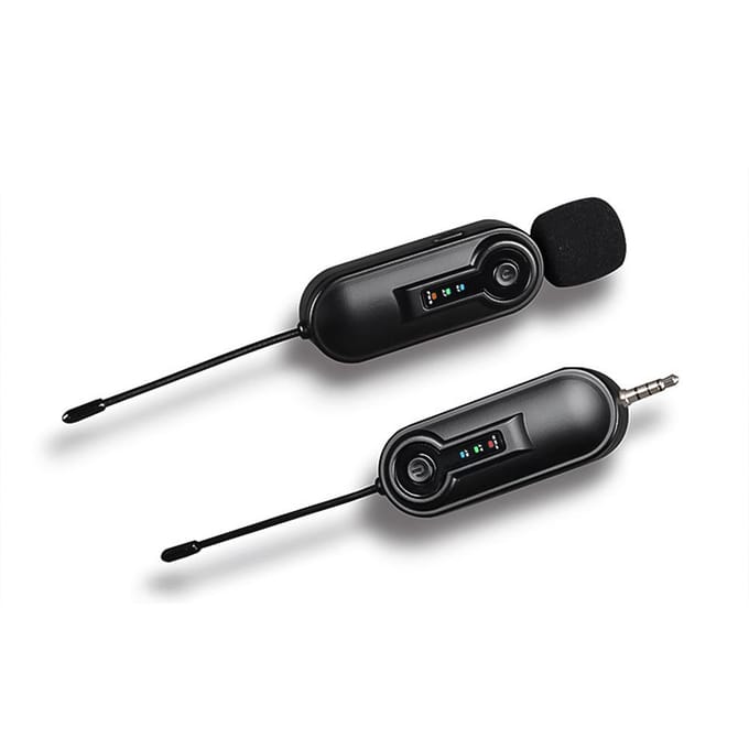 UHF draadloze microfoon Clip-on microfoon 50M effectieve transmissie Ingebouwde batterij 3,5 mm TRRS-stekker zwart