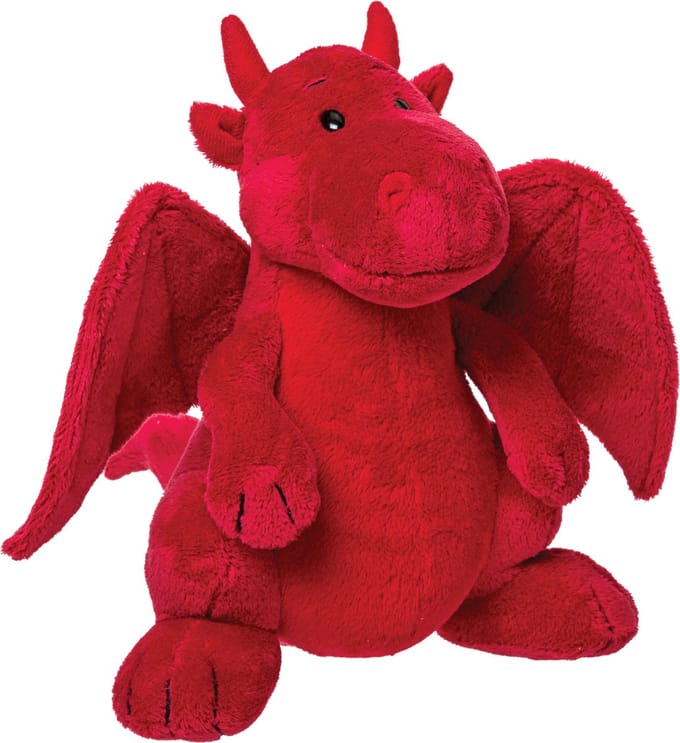 Suki Gifts Knuffel Draak pluche - Rode drakenknuffel van 17 cm