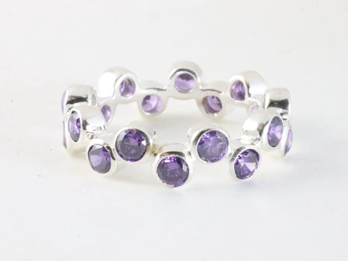Zware zilveren ring met amethist - maat 16.5