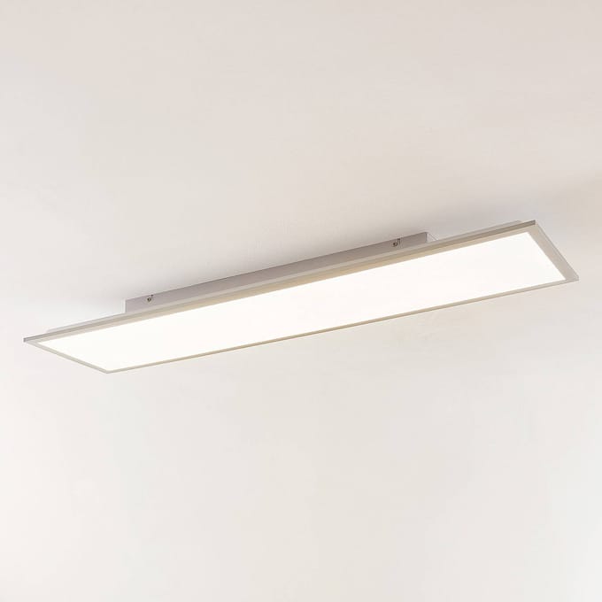 Lindby LED paneel Stenley, 4.000 K, 120 cm x 30 cm, zilver/wit