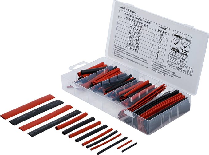 BGS krimpkousassortiment rood/zwart 150-delig. - 9404