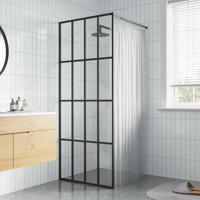 vidaXL - Inloopdouchewand - 90x195 - cm - transparant - gehard - glas