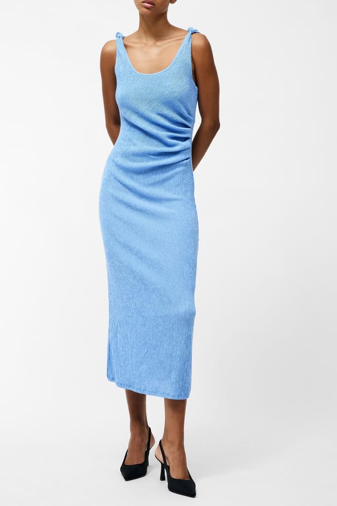 French Connection Trixie Text Knot Strap Midi Cornflower Blue Größe: XL | Midikleider Outlet | Damen | Blau