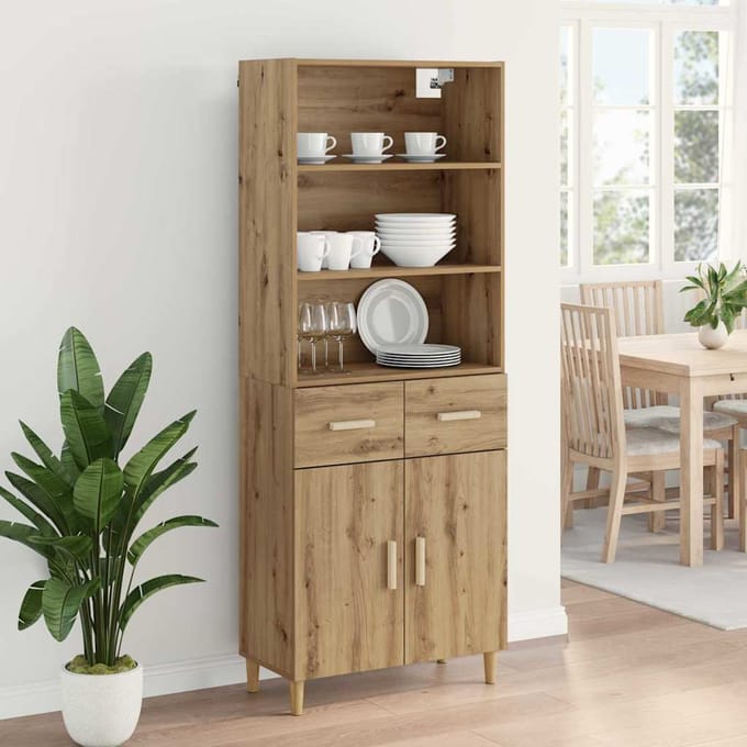 vidaXL - Highboard - Artisan - Eiken - 69,5 - x - 34 - x - 180 - cm - Bewerkt - hout