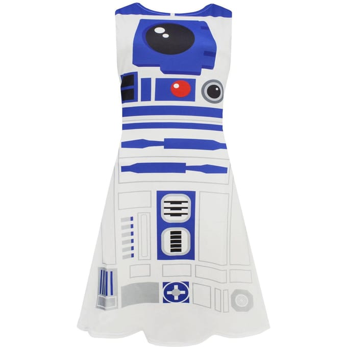 Star Wars dames/dames R2-D2 cosplay skaterjurk M blauw/wit