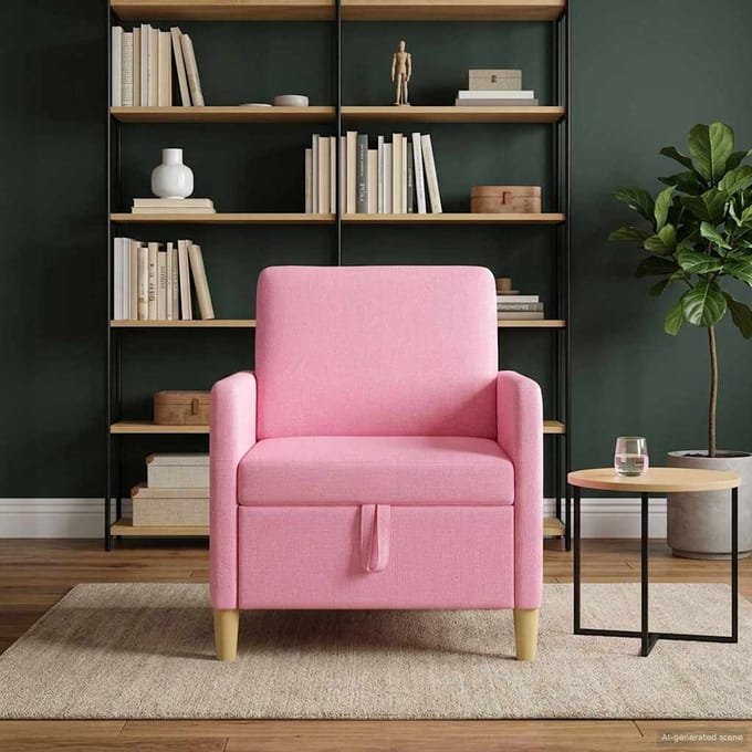 vidaXL - Sofa - met - Opbergruimte - Roze - 72 - x - 78 - x - 87 - cm - Polyester