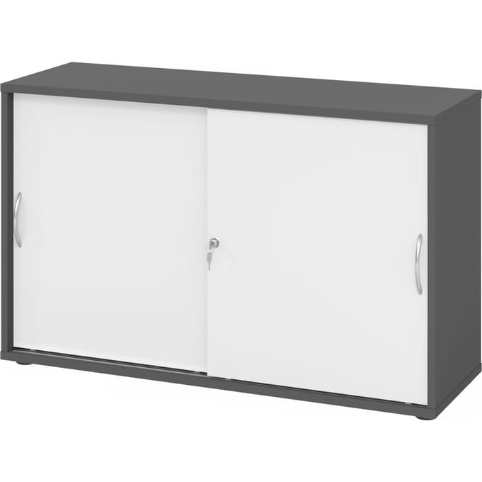 BETA 1752S | Schuifdeurkast | 2 OH - Grafiet/Wit Metalen handgreep