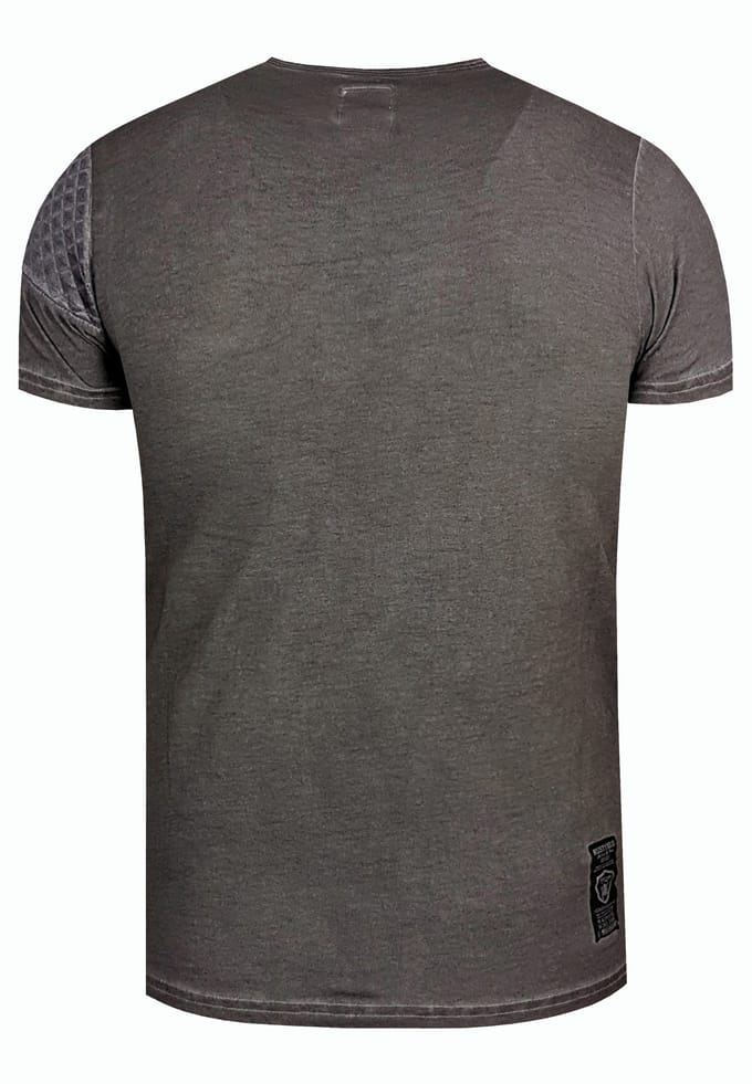 Olie-gewassen T-shirt met knoopsluiting