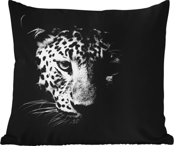 Buitenkussen - Panter - Wilde dieren - Zwart wit - Dieren - 45x45 cm - Weerbestendig