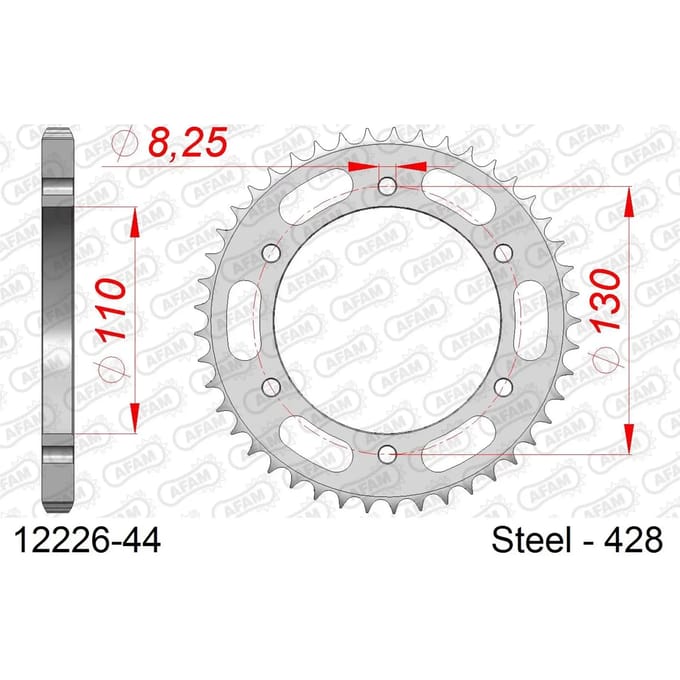 Stalen tandwiel Afam 428 44 dents