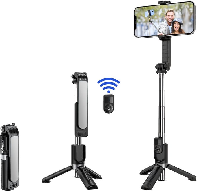 Selfiestick - Tripod - Bluetooth Afstandsbediening - Uitschuifbaar - Statief - Universeel - Zwart