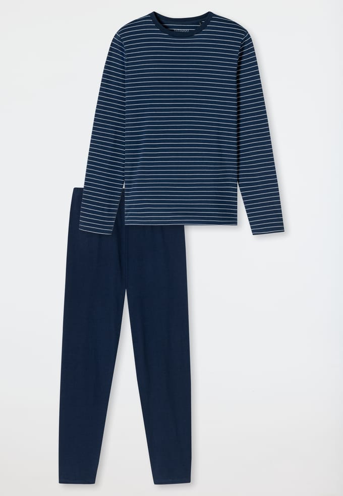 Schiesser Pyjama lang Casual Essentials - Pyjamaset Heren - admiral