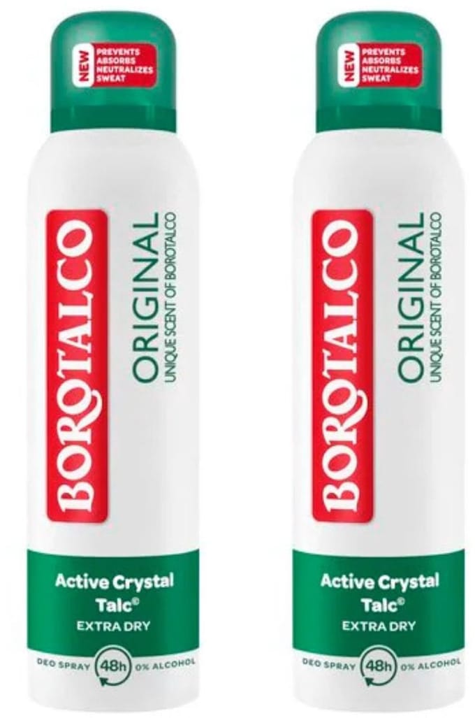 Borotalco Original - Deodorant Spray - Active Crystal Talk - Extra droog - 2 x 150 ml