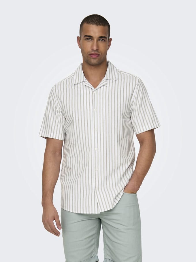 ONLY&SONS - ONSALVARO SS RESORT OXFORD STRIPE SHIRT - Heren - Overhemden